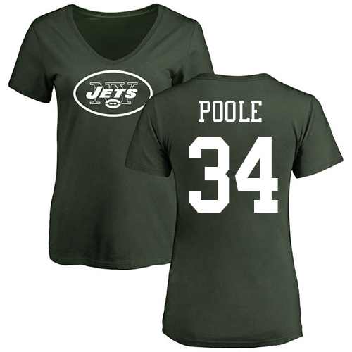 New York Jets Green Women Brian Poole Name and Number Logo NFL Football #34 T Shirt->nfl t-shirts->Sports Accessory